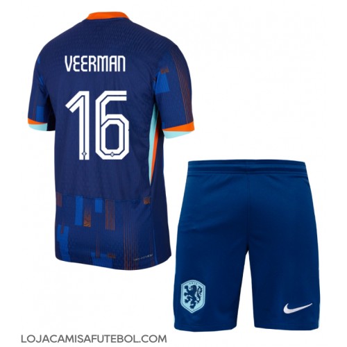 Camisa de Futebol Holanda Joey Veerman #16 Equipamento Secundário Infantil Europeu 2024 Manga Curta (+ Calças curtas)